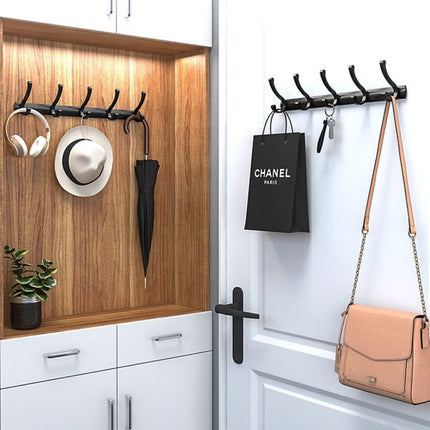 6 Hook Aluminum Wall Mount Hanger Coat Clothes Key Holder Door Rack