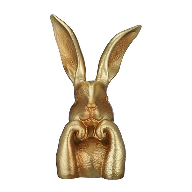 Spring Easter Decoration 8 Inch Vintage Gold Resin Bunny Statue Gift