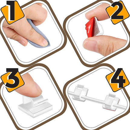 100x Adhesive Cable Clips, Self-Adhesive Wire Holder Organizer