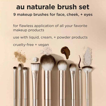 9 Piece Real Techniques Makeup Brush Set Naturale RT4266 Foundation Powder