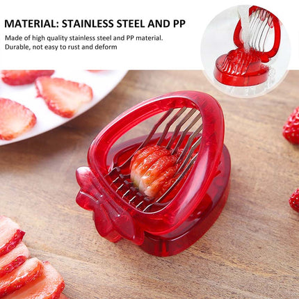 Stainless Steel Strawberry Slicer Tool with Blade, Kitchen Fruit Cutter