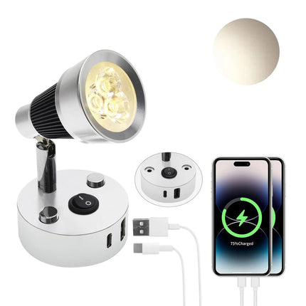 12V/24V 3W LED RV Reading Light with USB & Type-C for Caravan Boat Lamp