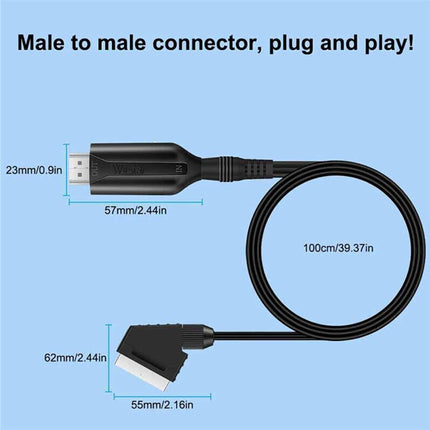 Portable SCART HDMI Converter Adapter Video Audio with USB Cable for TV