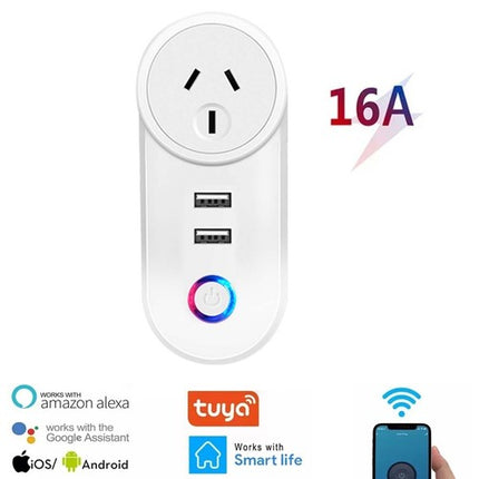 Smart Home WiFi Dual Socket Switch Adaptor, Works with Alexa & Google