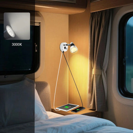 12V/24V 3W LED RV Reading Light with USB & Type-C for Caravan Boat Lamp