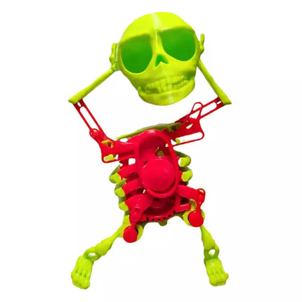 3D Dancing Skeleton Toy, Clockwork Spring Self-Moving Swinging Bobblehead