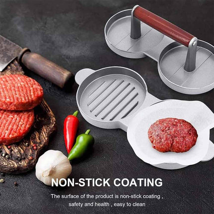 Double Burger Press Hamburger Maker Non-Stick Aluminium Beef Patty BBQ