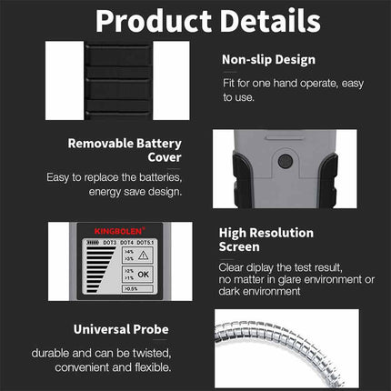 Digital Brake Fluid Detector, Compatible with DOT3 DOT4 DOT5.1