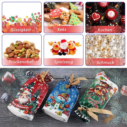 50PCS 3Patterns Christmas Wrapping Bags Gift Bags 15X23CM Xmas Day