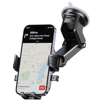 Universal Fit 360° Rotating Auto-Clamp Phone Holder with Extendable Arm 6.5cm