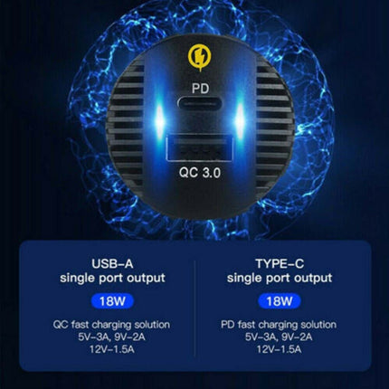 12-24V Car Fast Charger Panel 2x QC3.0 + 2x PD USB-C Ports