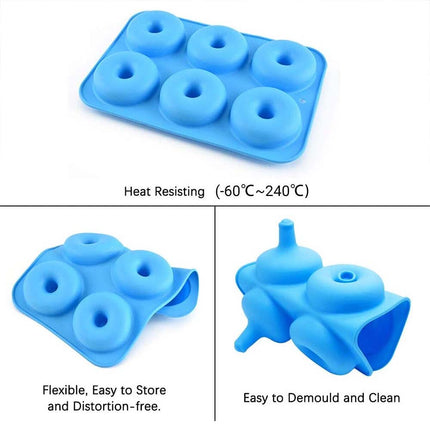 3PCS Silicone Donut Muffin Chocolate Cake Cookie Doughnut Baking Mould Tray