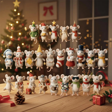 2025 Christmas Mouse Advent Calendar 2D Acrylic Winter Holiday Decor