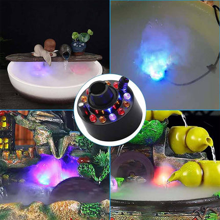 12 LED Fogger Mist Maker Fountain Mister Air Humidifier Fish Aquarium Rockery