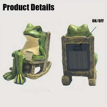 Solar Powered Frog Statue LED Light, Mini Garden Ornament Indoor/Outdoor