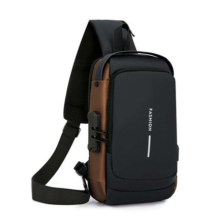 Men's Anti-Theft Lock Crossbody Shoulder Sling Bag Chest Bag USB Port