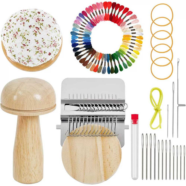 Mushroom Darning Loom Mini Knit Patch Kit DIY Weaving Repair Tool