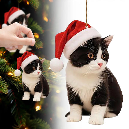 5X Cute Cat Christmas Tree Hanging Ornaments 2D Acrylic Cat Lover