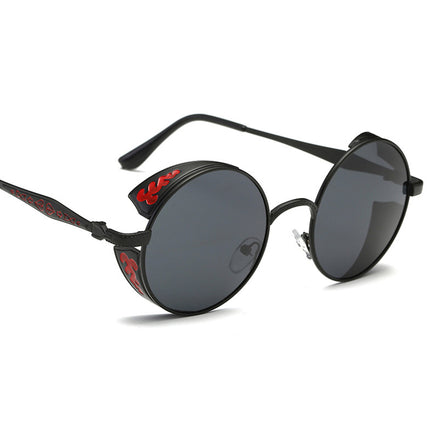 Men Women Steampunk Round Polarized Sunglasses UV400 for Driving Retro