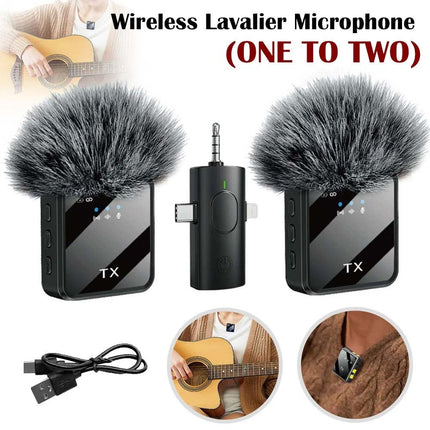 Dual Wireless Lavalier Microphone Plug Play Lapel Mic for iPhone Android