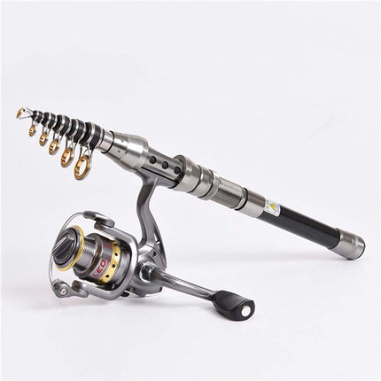 Portable Carbon Fiber Telescopic Fishing Rod Travel Spinning Pole Sea Fresh