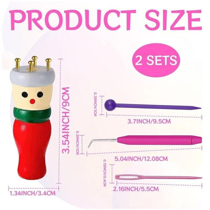 Wooden Spool Knitting Doll French Knitter 2-Pc Kit for Beginner