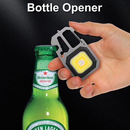 1x USB Rechargeable LED COB Work Light Mini Magnetic Keychain Torch Lamp