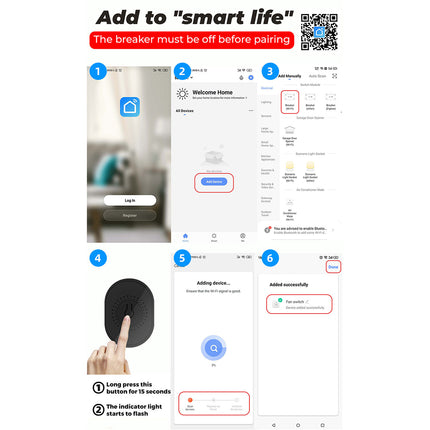 Smart WiFi Ceiling Fan Switch Tuya Wireless APP Remote Controller On Off