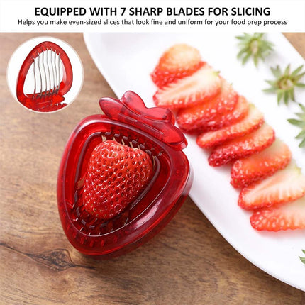 Stainless Steel Strawberry Slicer Tool with Blade, Kitchen Fruit Cutter