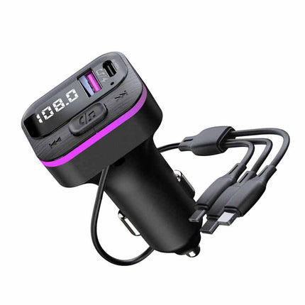 Car Bluetooth FM Transmitter USB Type C Fast Charger Hands Free Adapter