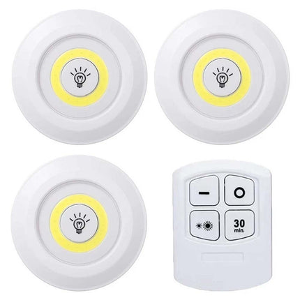 3Pcs LED Under Cabinet Lights with Remote, Dimmable Timer Battery Operated White