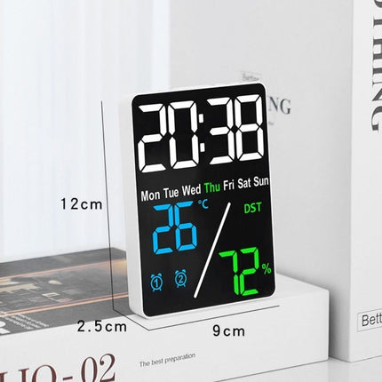 3 Color LED Digital Wall Clock Time Temperature Humidity Display