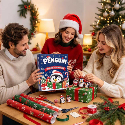 24 Days Christmas Countdown 3D Penguin Theme Animal Figure Decors