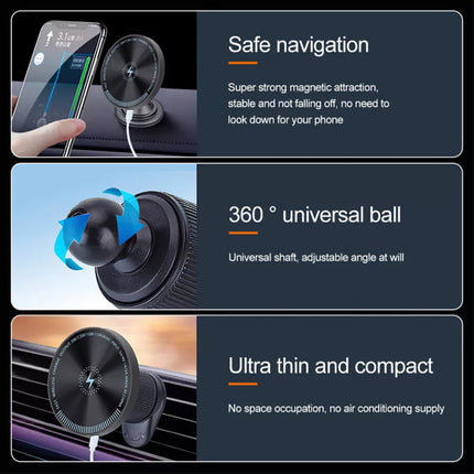 Magnetic Wireless Car Charger Mount Holder for iPhone 15 Phone Charging Stand