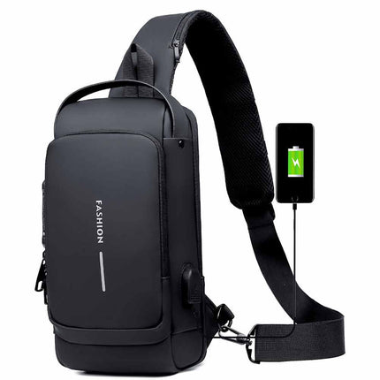 Anti-Theft Sling Crossbody Backpack with USB Port for Men