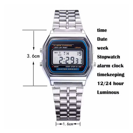 Unisex Retro Digital Watch Silver Bracelet New with Watch Box