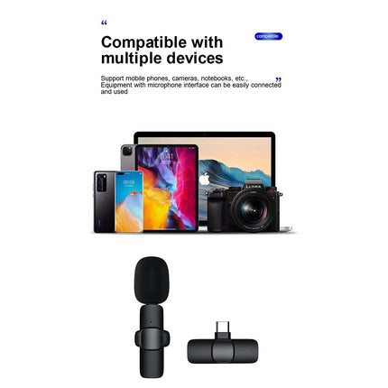 Wireless Lavalier Mini Mic for Android iPhone iPad Vlog Live Streaming