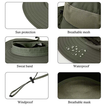 Outdoor Sun UV Protection Fishing Cap Neck Face Flap Hat Wide Brim Summer