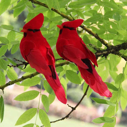 12PCS Clip-On Red Cardinal Ornaments, Feathered Realistic Home Decor