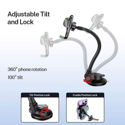 Car Phone Holder Gooseneck Suction Mount Long Arm for Windscreen Dashboard