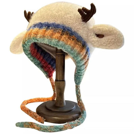 Creative Antler Hat & Bag 2-in-1 Festive Reindeer Knitted Beanie
