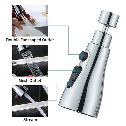 Kitchen Sink Faucet Sprayer 360° Swivel Nozzle Extender Replacement 3 Modes