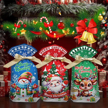 50PCS 3Patterns Christmas Wrapping Bags Gift Bags 15X23CM Xmas Day