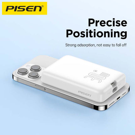 PISEN Magnetic Wireless Power Bank 10000mAh 30W, PD QC3.0 Super Fast Charge
