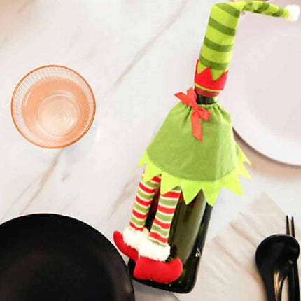 4Pcs Christmas Santa Hat Bottle Toppers Wine Bottle Cover Xmas Table Decor