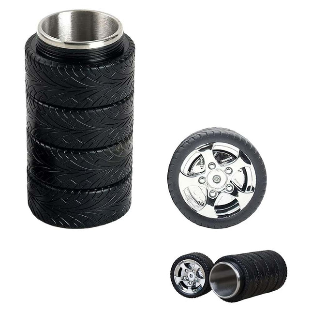 Tire Shape Stainless Steel Interior Mug 11oz 300ml Durable Coffee Tea Cup