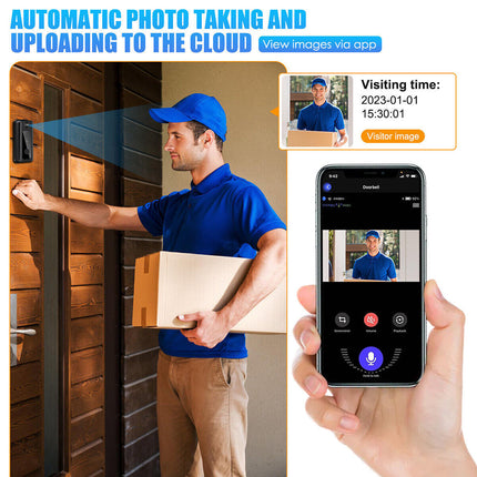 Wireless Smart Doorbell with WiFi Tuya Security Camera Phone Ring Alert