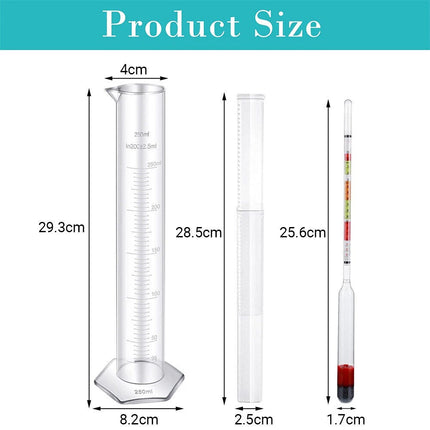Home Brew Wine Hydrometer Set – Triple Scale Alcohol Tester & Test Jar