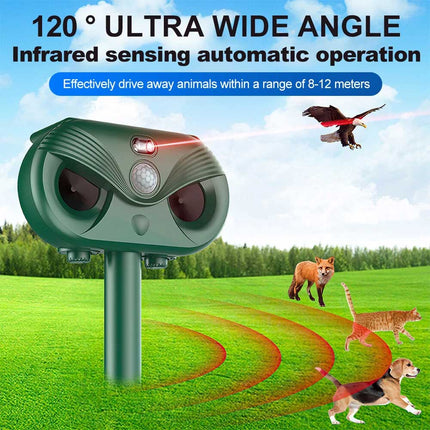 Ultrasonic Pest Repeller Solar Powered Cat Dog Fox Scarer Garden Deterrent