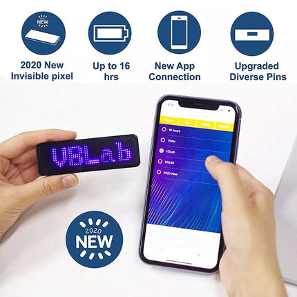 Bluetooth Programmable LED Name Badge, Scrolling Message Display for iPhone